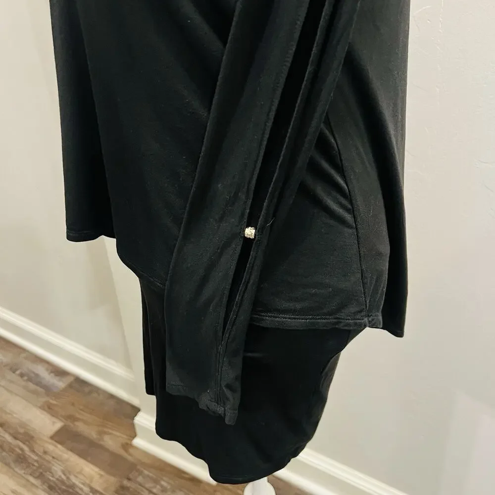 White House Black Market Blouse Women XS Black Long Sleeve Button Layered (A0126 - Picture 5 of 5